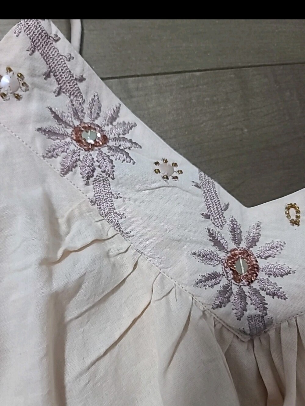 Free People Crystal Cove embroidered tie back tank top XS - Picture 5 of 7